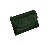 Jeeeun Unisex Pebble Leather Wallet, 5.3In Compact Genuine Leather Coin & Card Holder, Bifold Pocket Purse (Dark Green)