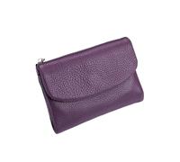 Jeeeun Unisex Pebble Leather Wallet, 5.3In Compact Genuine Leather Coin & Card Holder, Bifold Pocket Purse (Light Purple)