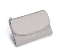 Jeeeun Unisex Pebble Leather Wallet - Full Grain Leather Card Holder, Coin Purse & Cash Slots for Women & Men (Gray-White)