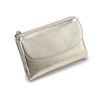 Jeeeun Unisex Pebble Leather Wallet - Full Grain Leather Card Holder, Coin Purse & Cash Slots for Women & Men (Gold)