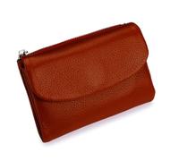 Jeeeun Unisex Pebble Leather Wallet, Unisex Soft Pebble Leather Wallet with Card Slots & Coin Pocket (Brick Red)