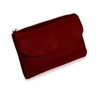 Jeeeun Unisex Pebble Leather Wallet, Unisex Soft Pebble Leather Wallet with Card Slots & Coin Pocket (Dark Red)