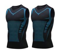 Jeeeun V Boost V2 Compression Shirt Men, Muscle-Shaping & Posture Support Sleeveless Tank, Quick-Dry for Gym & Daily Wear (2pcs Black,XXL)