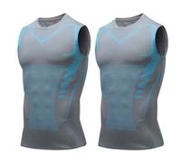 Jeeeun V Boost V2 Compression Shirt Men, Muscle-Shaping & Posture Support Sleeveless Tank, Quick-Dry for Gym & Daily Wear (2pcs Gray,XXL)