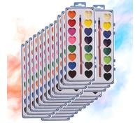 Jeeeun Watercolor Valentine Set, Heart Shaped Water Colors, Heart Watercolor Paint Set for Classroom & Party (16 color,24pcs)