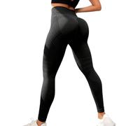 Jeeeun Women High Waist Resistance Band Leggings - Seamless Scrunch Butt Lift Yoga Gym Activewear Tummy Control (Black,M)