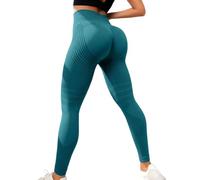 Jeeeun Women High Waist Resistance Band Leggings - Seamless Scrunch Butt Lift Yoga Gym Activewear Tummy Control (Malachite Green,S)