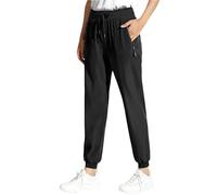 Jeeeun Women Over 50 Stretch Active Pants, Thickened Quick Drying Comfort Casual Pants for Travel Yoga Daily Wear (Black-Jogger,S)