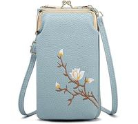 Jeeeun Women Sling Cross-Body Wallet - Mobile Cell Phone Purse Wallet Crossbody, Mini Shoulder Purse Pocket (Blue)