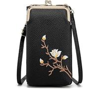 Jeeeun Women Sling Cross-Body Wallet - Mobile Cell Phone Purse Wallet Crossbody, Mini Shoulder Purse Pocket (Black)