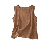 Jeeeun Women's Linen Tank Tops - Soft Cotton Blend Sleeveless Shirt for Summer, Casual & Comfortable Loose Fit (Coffee,M)