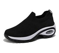 Jeeeun Women's Sneakers, Orthopedic Arch Support Slip on Air Cushion Breathable Mesh Lightweight for Daily life (Black,32.5)