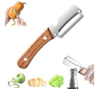 Jeeeun Zero Snag Wooden Vegetable Peeler with Bottle Opener Stainless Steel Blade for Potato Apple Pumpkin Kitchen Tool (1PC)