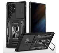 Jeelar ESONG Cover per Samsung Galaxy S26 Ultra,Custodia Protettiva di Grado Militare e con Scorrevole Fotocamera Proteggi/360° Magnetica Anello Supporto-Nero