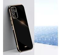 Jeelar ESONG Funda para Samsung Galaxy A05S Carcasa,Moda Galvanoplastia Frontera de Oro Cubierta,Ultra Fina TPU Suave Silicona Prueba de Golpes Protectora Case para Mujeres-Negro