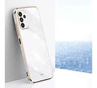 Jeelar ESONG Funda para Samsung Galaxy M35 5G Carcasa,Moda Galvanoplastia Frontera de Oro Cubierta,Ultra Fina TPU Suave Silicona Prueba de Golpes Protectora Case para Mujeres-Blanco