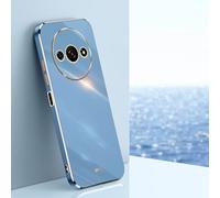 Jeelar ESONG Funda para Xiaomi Redmi A3 Carcasa,Moda Galvanoplastia Frontera de Oro Cubierta,Ultra Fina TPU Suave Silicona Prueba de Golpes Protectora Case para Mujeres-Azul