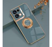 Jeelar ESONG Funda para Xiaomi Redmi Note 13 Pro 4G,Carcasa TPU Suave Borde Dorado Enchapado Estuche Caso,con Magnético Soporte Anillo,Elegante Antigolpes protección Case Cover para Niña-Gris