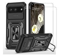 Jeelar ESONG Funda Protectora para Motorola Edge 2025,con[2 Protector de Pantalla][Cubierta de Cámara Deslizante][Protección contra Caídas de Grado Militar][Soporte magnético para automóvil]-Negro