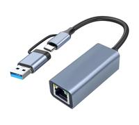Jeenuuder Adaptador USB 3.0 A Ethernet con USB C A RJ45 Gigabit LAN Red Cableada de 1000 Mbps, Adaptador de Red, para