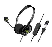 Jeenuuder Auriculares USB para Computadora Operador Comercial Auriculares Especiales Auriculares con Cable Auriculares de Control en Línea con Adaptador Typec