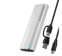 Jeenuuder Carcasa para Disco Duro M.2 NGFF Caja para Disco Duro MóVil TypeC de Protocolo Dual SSD Estado SóLido a USB Plata