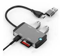 Jeenuuder Hub USB C EstacióN de Acoplamiento Multifuncional Conecta y Reproduce EstacióN de Acoplamiento Tipo C Hub USB3.0 Lector de Tarjetas TF/SD Plata
