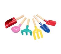 Jeenuuder - Juego de jardinería con de madera resistente, pala segura para niños con cilindro, cuchara, tenedor, rastrillo