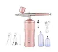 Jeenuuder Kit de AeróGrafo, AeróGrafo Compresor para MáQuina de AeróGrafo de UñAs Recargable de Mano para Pintar Modelo, Maquillaje, DecoracióN de Pasteles A