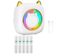 Jeenuuder Mini Impresora de Etiquetas Adhesivas Impresora TéRmica de Bolsillo Sin Tinta con Luz RGB, 10 Rollos de Papel TéRmico, para Notas FotográFicas Memo