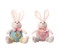 Jeenuuder - Paquete de 2 conejitos de Pascua, decoración de Pascua, muñeca de peluche sin GNOME hecha a mano, adornos de conejo gnomos fáciles de instalar y usar