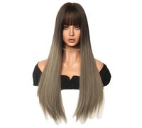 Jeenuuder Peluca de Cosplay Gris LáPiz Degradado de 69 cm Europa y Peluca Que Cubre la Cabeza de Color Degradado de Pelo y Liso
