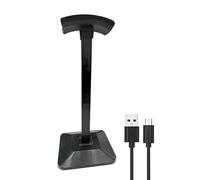 Jeenuuder Soporte MultifuncióN para Auriculares RGB Iluminado Pickup Light Shelf Juego de Computadora Auriculares Luz Ambiental Display Stand,Negro