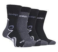 JEEP - 4 Pares Hombre Antiampollas Calcetines con Reforzados | Calcetines para Trekking Senderismo Montaña (39-45, Carbón)