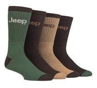Jeep Calcetines de algodón reciclado para hombre, paquete de 4 calcetines gruesos acolchados (6-11, marrón/verde), Marrón y verde, 6-11