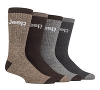 Jeep Calcetines de algodón reciclado para hombre, paquete de 4 calcetines gruesos acolchados (6-11, marrón/tierra), Marrón/tonos tierra