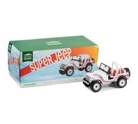 Jeep CJ5 Super Jeep 1973 blanco con gr ficos en rojo y azul, colecci n Artisan, serie 118, modelo de autom vil fundido a presi n de Greenligh