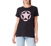 Jeep J Woman T-Shirt Oversize Star Striped Print Turn-up Sleeve J22w T-Shirt Mujer