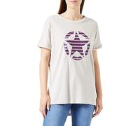 Jeep J Woman T-Shirt Oversize Star Striped Print Turn-up Sleeve J22w T-Shirt Mujer