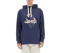 JEEP O102606-A184 J Woman Hooded Oversize Sweatshirt Botanical Print J22W Mujer Deep Blue M