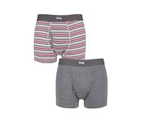 Jeep Paquete de 2 calzoncillos de rayas lisas y finas para hombre, Carbón/rojo, XL