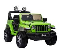Jeep Rubicon Coche Infantil Eléctrico 4x4 SUV EVA Cuero LED RC Radio MP3 Verde