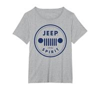 Jeep Spirit 1941 Logo Azul Camiseta, Mujer Tallas Grandes, Gris Jaspeado, 5XL Grande
