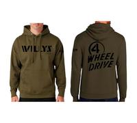 Jeep Willys 4 Wheel Drive Logos Sudadera con capucha para hombre, Verde (Heather Green), Large