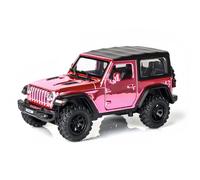 Jeep Wrangle Rubicon - Coche de juguete a escala 1:32 - Modelo de fundición a presión con efectos de sonido y luz y función de retirada, juguete para niños a partir de 3 años, color rosa
