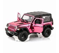Jeep Wrangle Rubicon - Coche de juguete a escala 1:32 - Modelo de fundición a presión con efectos de sonido y luz y función de retirada, juguete para niños a partir de 3 años, color rosa