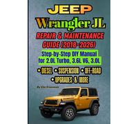 Jeep Wrangler JL Repair & Maintenance Guide (2018-2026): Step-by-Step DIY Manual for 2.0L Turbo, 3.6L V6, 3.0L EcoDiesel, 6.4L 392 - Death Wobble, Suspension, Transmission & Off-Road Upgrades