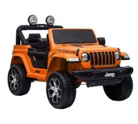 Jeep Wrangler Rubicon Carro Infantil Eléctrico 4x4 EVA Cuero LED RC MP3 Naranja