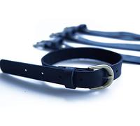 Jeereal - Correas de estribo de piel auténtica (paquete de 4 unidades) con hebilla de metal ajustable de longitud (negro)