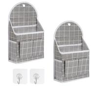 Jeesblsy Bolsa de Almacenamiento para Colgar en la Pared, Organizadores Plegables Multifuncional Impermeable Tela De Lino de Bolsillo Ancho Baldas Colgantes (Cuadros Grises)
